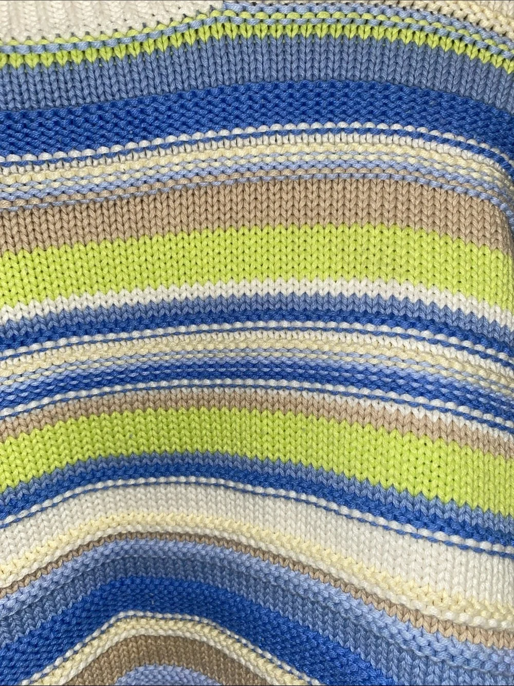 GAP Striped Cropped Crewneck Sweater in Blue, Lime, Cream & Tan